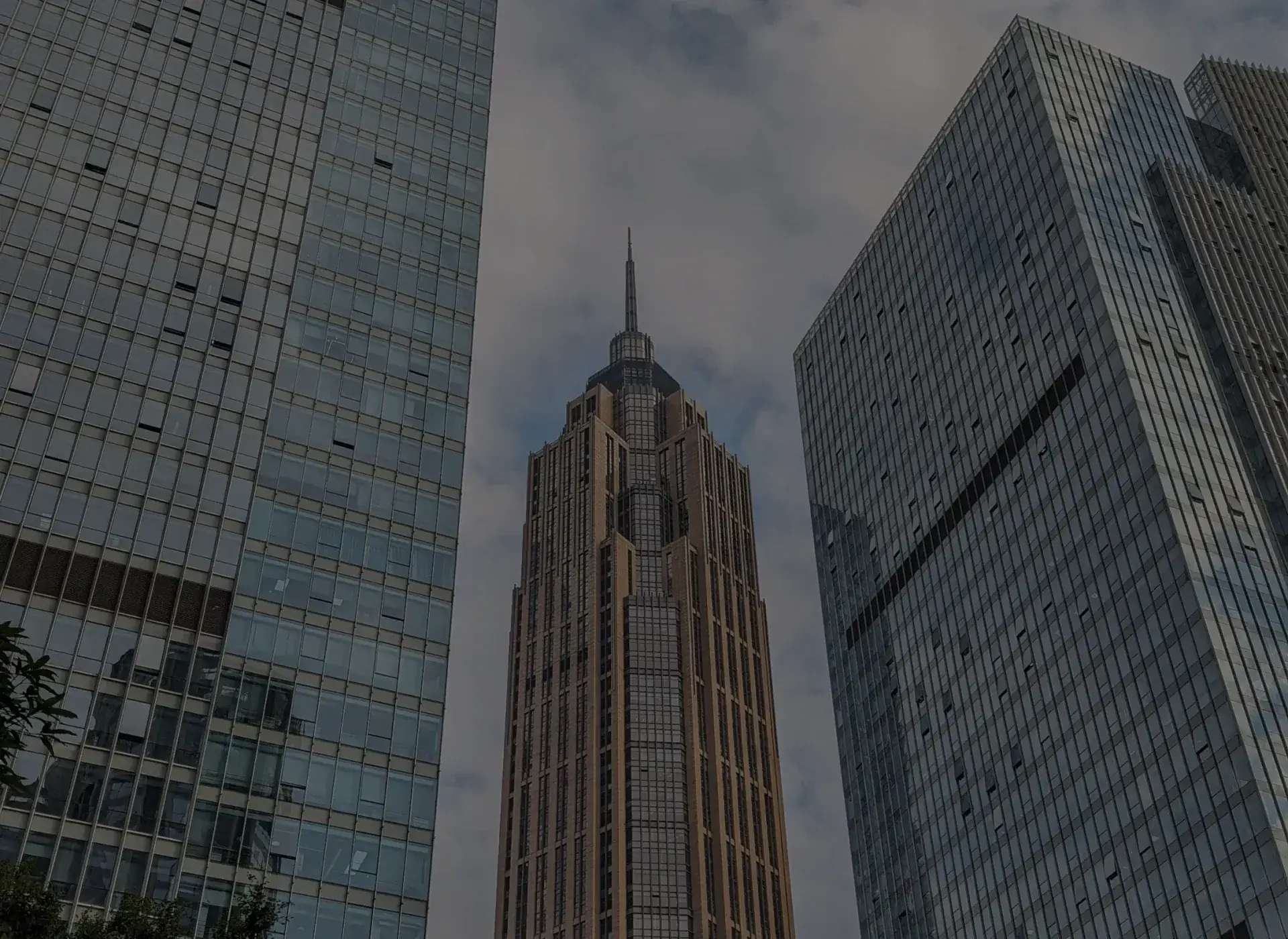 Glass skyscrapers seen from below